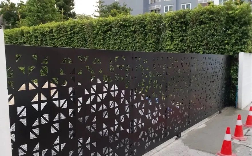 Pagar laser cutting rumah minimalis finishing powder coating