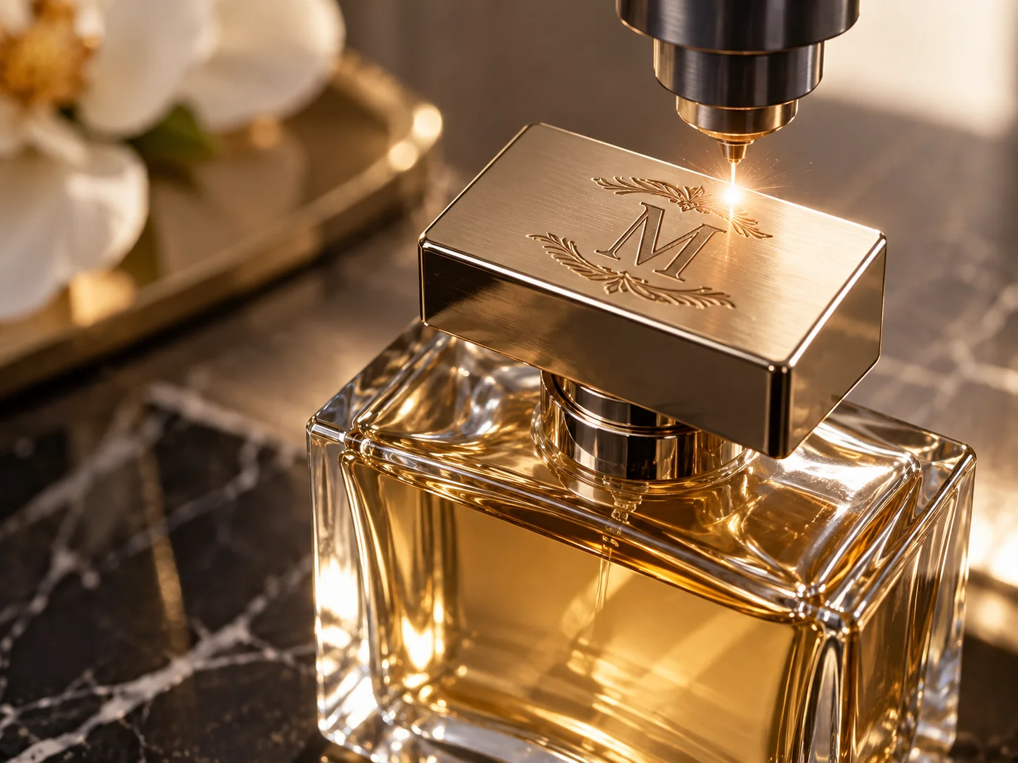 Proses engraving pada kemasan botol parfum